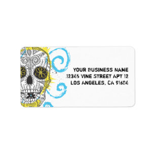 Day of The Dead Sugar Skull Comic Tattoo Design Label