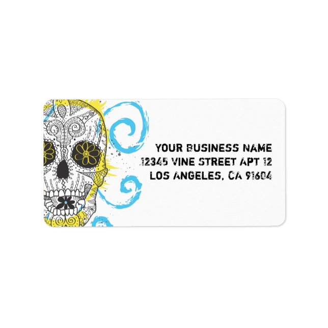 Day of The Dead Sugar Skull Comic Tattoo Design Label (Front)