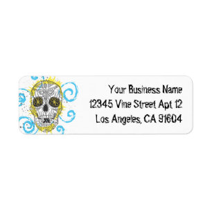 Day of The Dead Sugar Skull Comic Tattoo Design Label