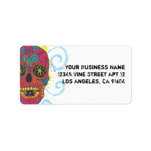 Day of The Dead Sugar Skull Comic Tattoo Design Label