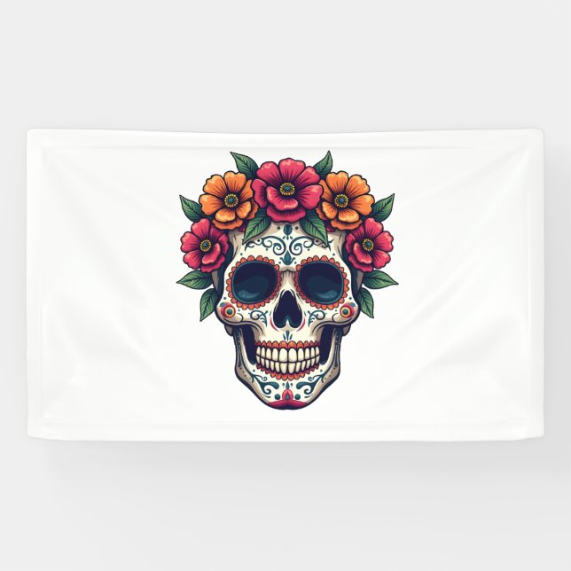 Day of the Dead Sugar Skull – Dia de los Muertos S Banner (Horizontal)