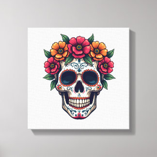 Day of the Dead Sugar Skull � Dia de los Muertos S Canvas Print