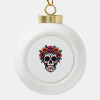 Day of the Dead Sugar Skull � Dia de los Muertos S Ceramic Ball Christmas Ornament