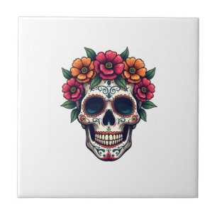 Day of the Dead Sugar Skull � Dia de los Muertos S Ceramic Tile
