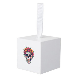 Day of the Dead Sugar Skull � Dia de los Muertos S Cube Ornament