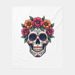 Day of the Dead Sugar Skull � Dia de los Muertos S Fleece Blanket