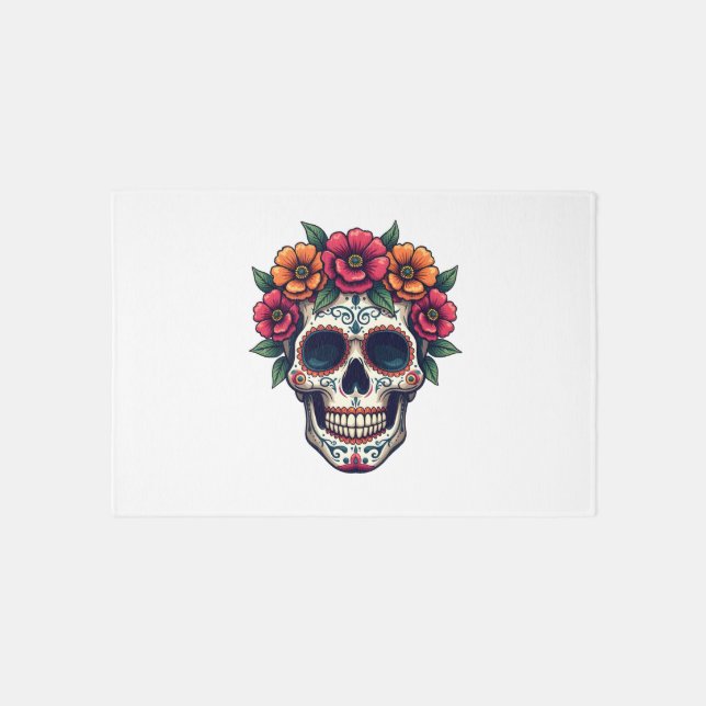 Day of the Dead Sugar Skull � Dia de los Muertos S Rug (Front)