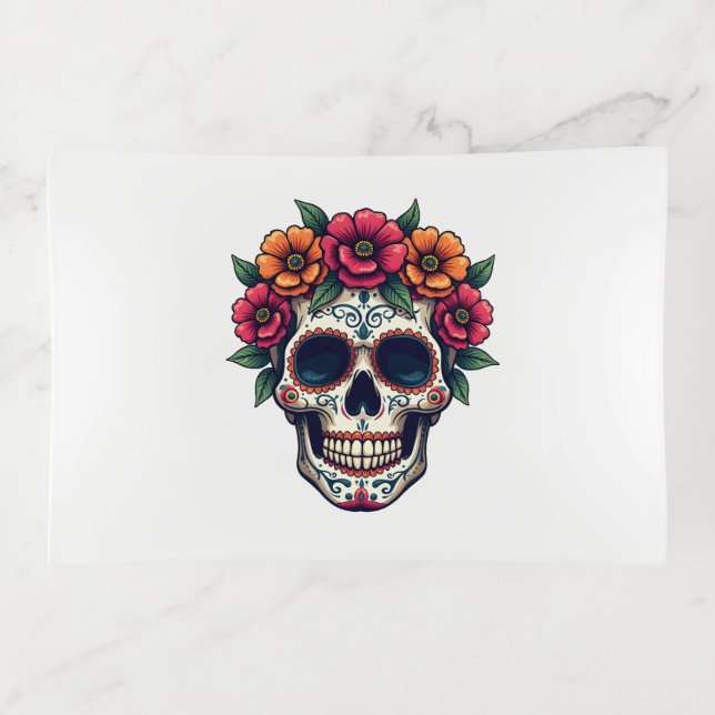 Day of the Dead Sugar Skull � Dia de los Muertos S Trinket Tray (Front)