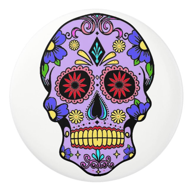 Day of the Dead Sugar Skull Dresser Knob Pull (Front)