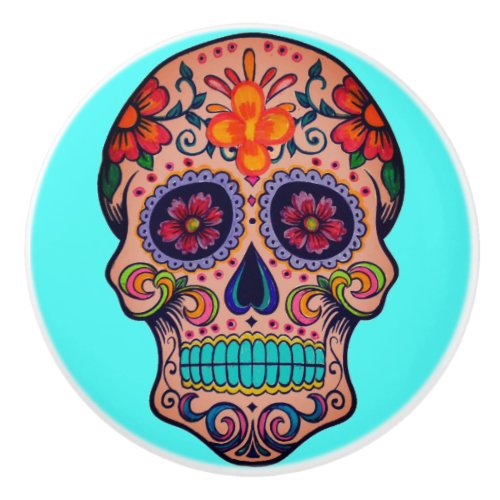 Day of the Dead Sugar Skull Dresser Knob Pull