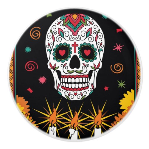 Day of the Dead Sugar Skull Dresser Knob Pull