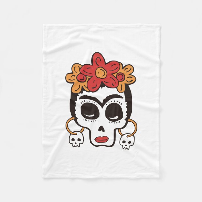 Day of the Dead Sugar Skull Fleece Blanket (Front)