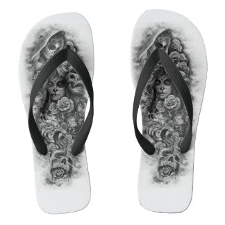 Day of the Dead Sugar Skull Flip Flops