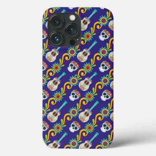 Day of The Dead Sugar Skull Floral Guitar Navy iPhone 13 Pro Case