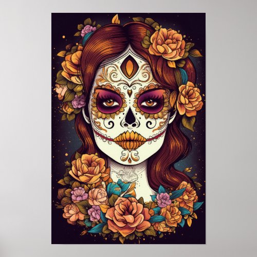 Day of the dead Sugar skull girl Poster