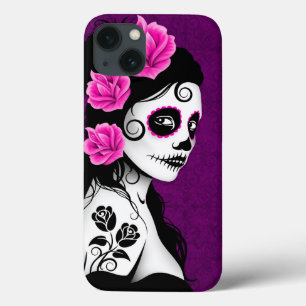 Day of the Dead Sugar Skull Girl – Purple iPhone 13 Case