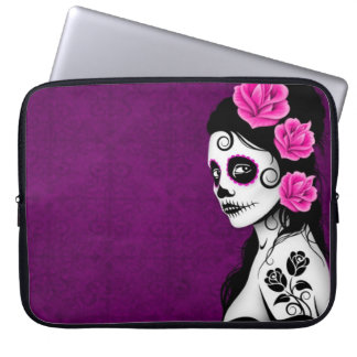 Day of the Dead Sugar Skull Girl - purple Laptop Sleeve