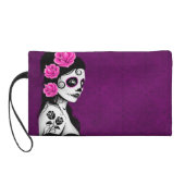 Day of the Dead Sugar Skull Girl - purple Wristlet (Back)