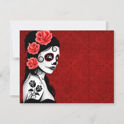 Day of the Dead Sugar Skull Girl - red Invitations