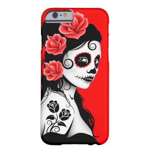 Day of the Dead Sugar Skull Girl  Red Barely There iPhone 6 Case