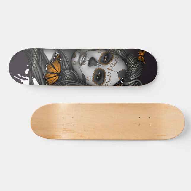 Day of the Dead Sugar Skull Girl Skateboard | Zazzle