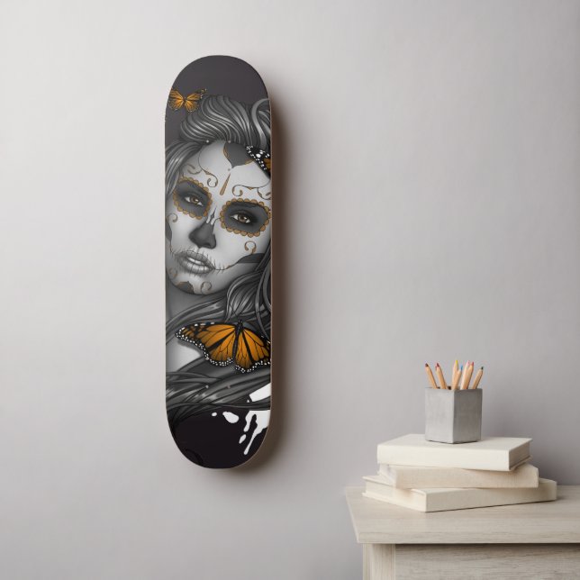 Day of the Dead Sugar Skull Girl Skateboard | Zazzle