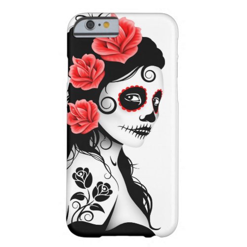 Day of the Dead Sugar Skull Girl  White Barely There iPhone 6 Case