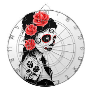 Day of the Dead Sugar Skull Girl - white Dartboard