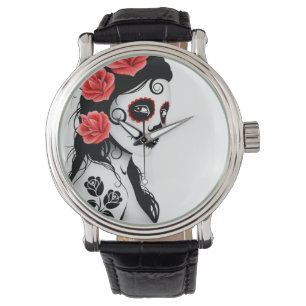 Day of the Dead Sugar Skull Girl - white Watch