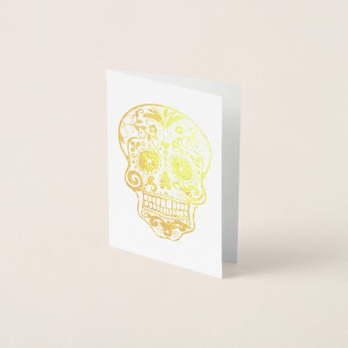 Day of the Dead Sugar Skull Gold Foil Card