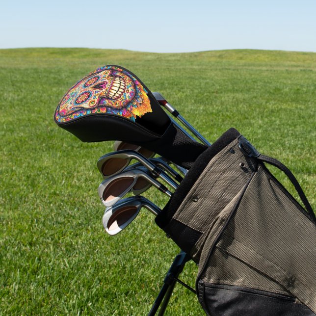 Day of the Dead Sugar Skull Golf Head Cover (In Situ)