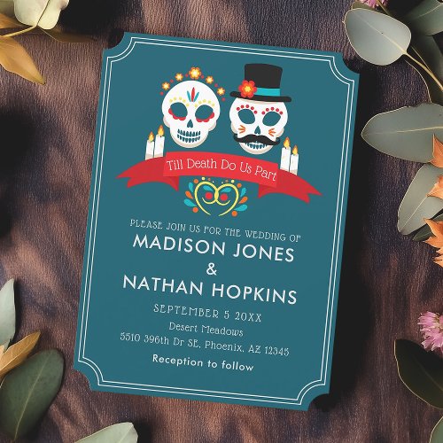 Day of the Dead Sugar Skull Gothic Wedding Invitation