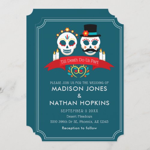 Day of the Dead Sugar Skull Gothic Wedding Invitation