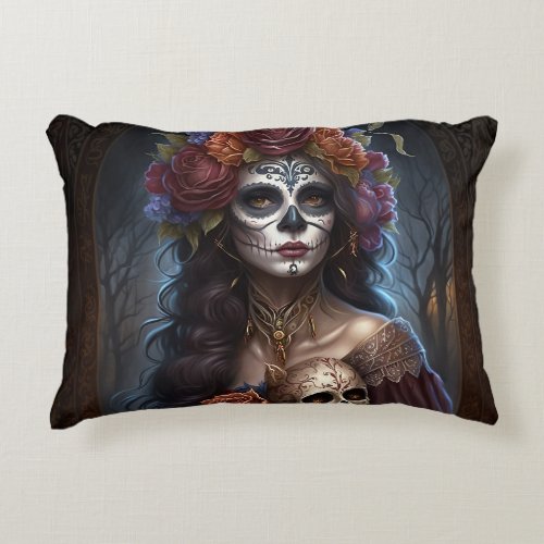 day of the dead sugar skull Graphic Accent Pillow