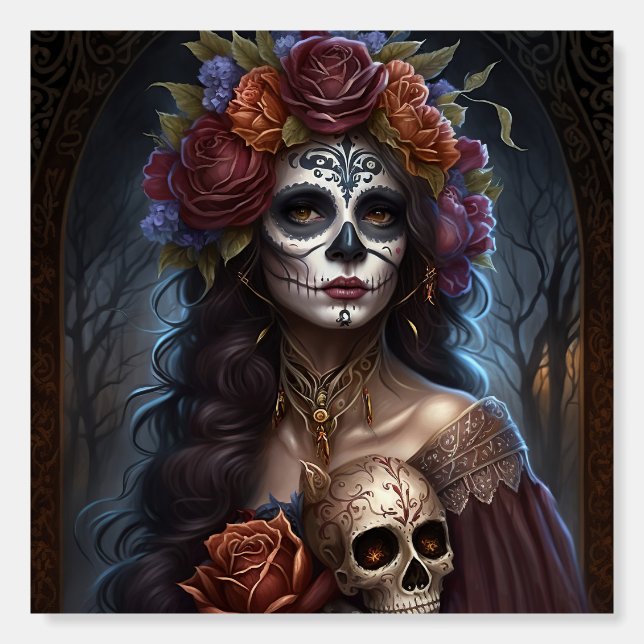 day of the dead sugar skull Graphic Foam Board (Front)