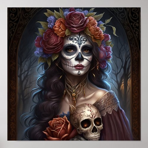 day of the dead sugar skull Graphic Poster