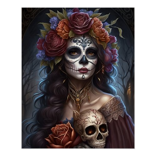 day of the dead sugar skull Graphic Poster