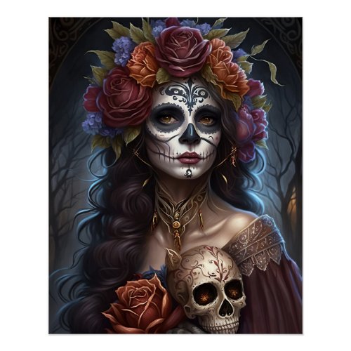 day of the dead sugar skull Graphic Poster