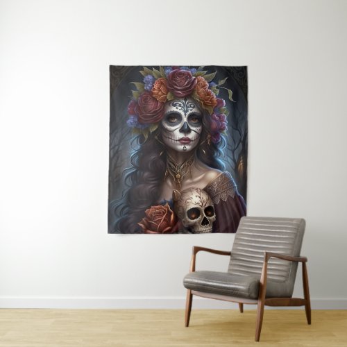 day of the dead sugar skull Graphic Tapestry