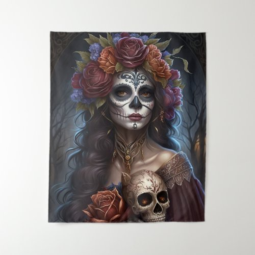 day of the dead sugar skull Graphic Tapestry