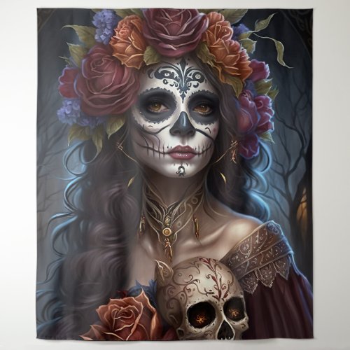 day of the dead sugar skull Graphic Tapestry