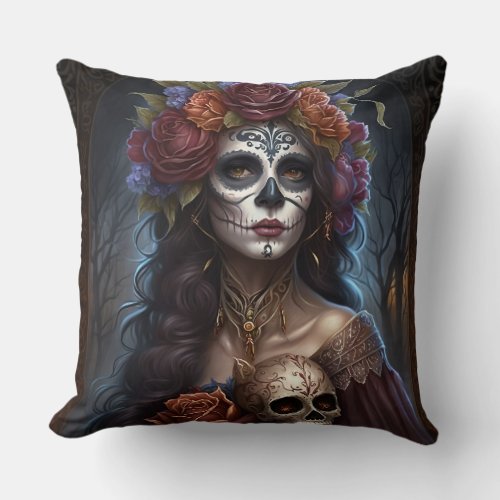day of the dead sugar skull Graphic Throw Pillow
