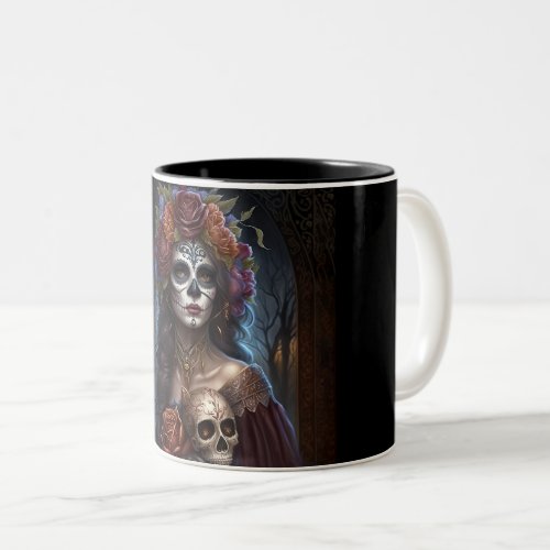 day of the dead sugar skull Graphic Two_Tone Coffee Mug