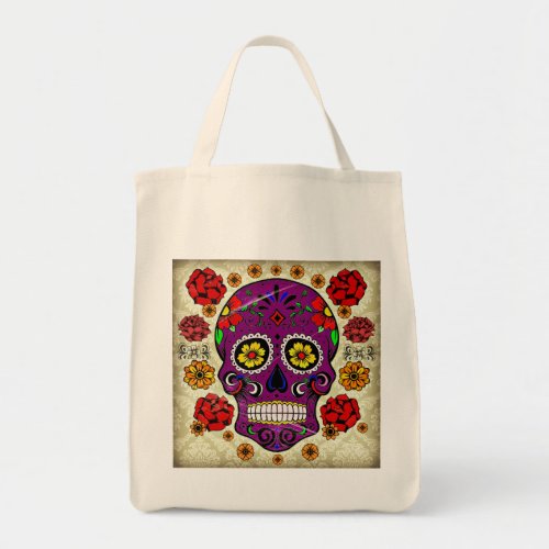 Day of the Dead Sugar Skull Grocery Tote