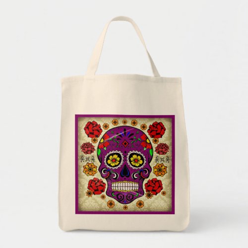 Day of the Dead Sugar Skull Grocery Tote