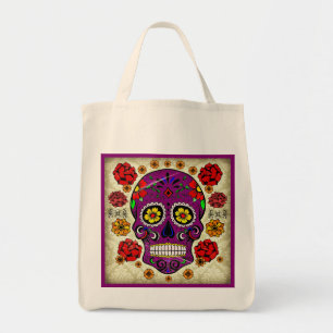 Day of the Dead Sugar Skull Grocery Tote Bag