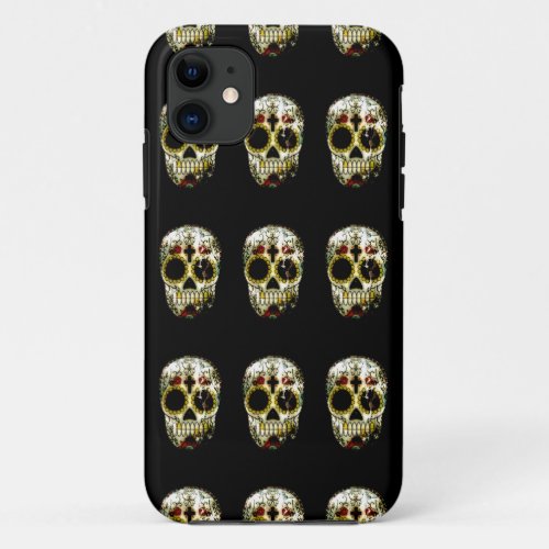 Day of the Dead Sugar Skull Grunge Design iPhone 11 Case