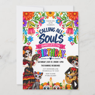 Day of the Dead Sugar Skull Halloween Birthday Invitation