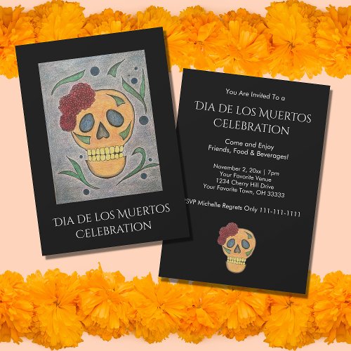 Day of the Dead Sugar Skull Halloween Invitation