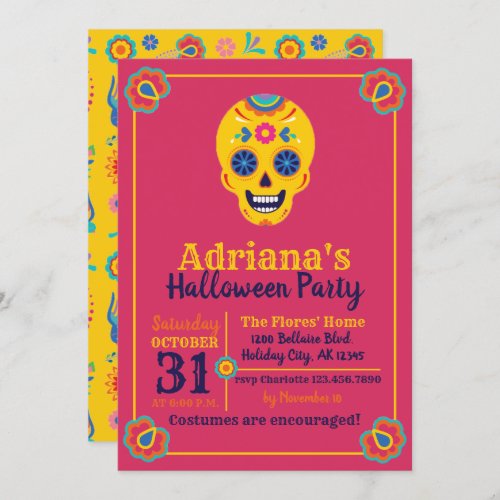 Day of the Dead Sugar Skull Halloween Party Invitation